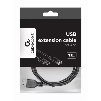 GEMBIRD USB 2.0 prailginimo kabelis, 0,75 m - Juodas