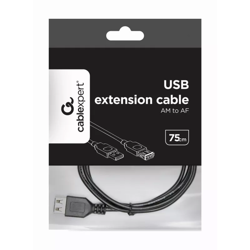GEMBIRD USB 2.0 prailginimo kabelis, 0,75 m - Juodas