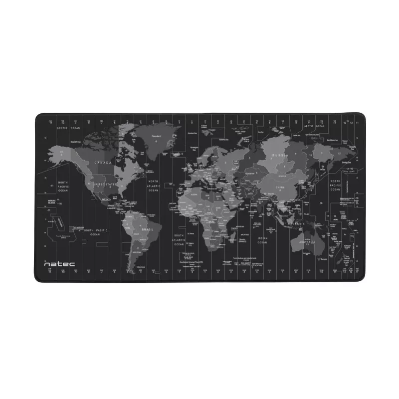 Pelės kilimėlis NATEC Time Zone Map Maxi — medžiaginis 400×800 mm, 2,5 mm, atsparus vandeniui, neslidus