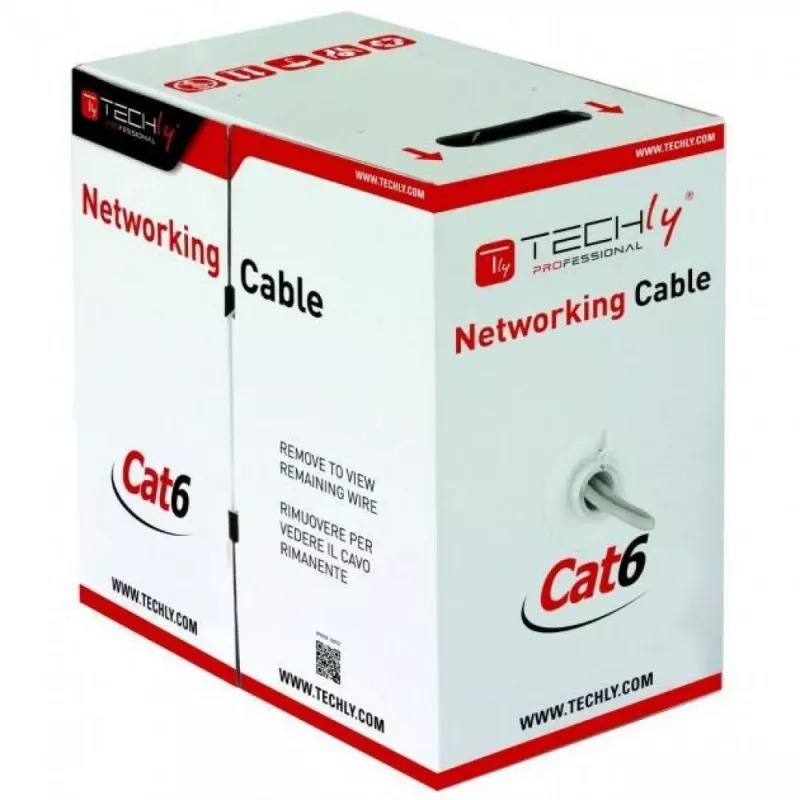 Tinklo kabelis TECHLY Cat6 U/UTP ITP6-CCA-305-BL, 305 m, 23 AWG vientisas, 250 MHz, mėlynas, PVC apvalkalas