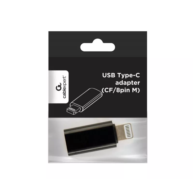 Gembird A-USB-CF8PM-01 jungčių adapteris USB-C 8 kontaktų į iPhone juodas