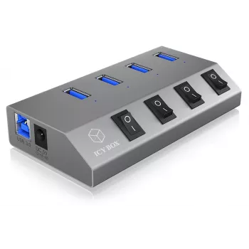 ICY BOX IB-HUB1405 USB 3.2 Gen 1 (3.1 Gen 1) Type-B 5000 Mbit/s antracito spalvos