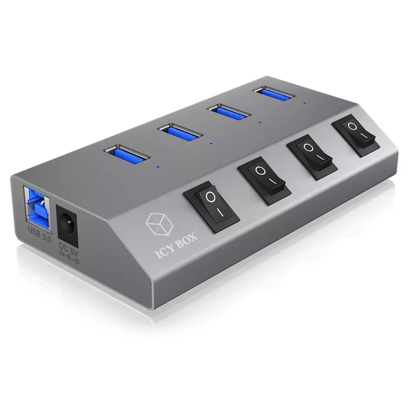 ICY BOX IB-HUB1405 USB 3.2 Gen 1 (3.1 Gen 1) Type-B 5000 Mbit/s antracito spalvos