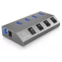 ICY BOX IB-HUB1405 USB 3.2 Gen 1 (3.1 Gen 1) Type-B 5000 Mbit/s antracito spalvos