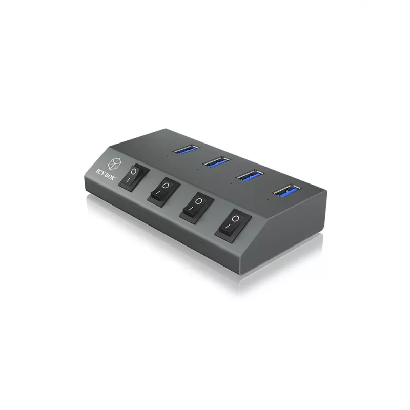 ICY BOX IB-HUB1405 USB 3.2 Gen 1 (3.1 Gen 1) Type-B 5000 Mbit/s antracito spalvos