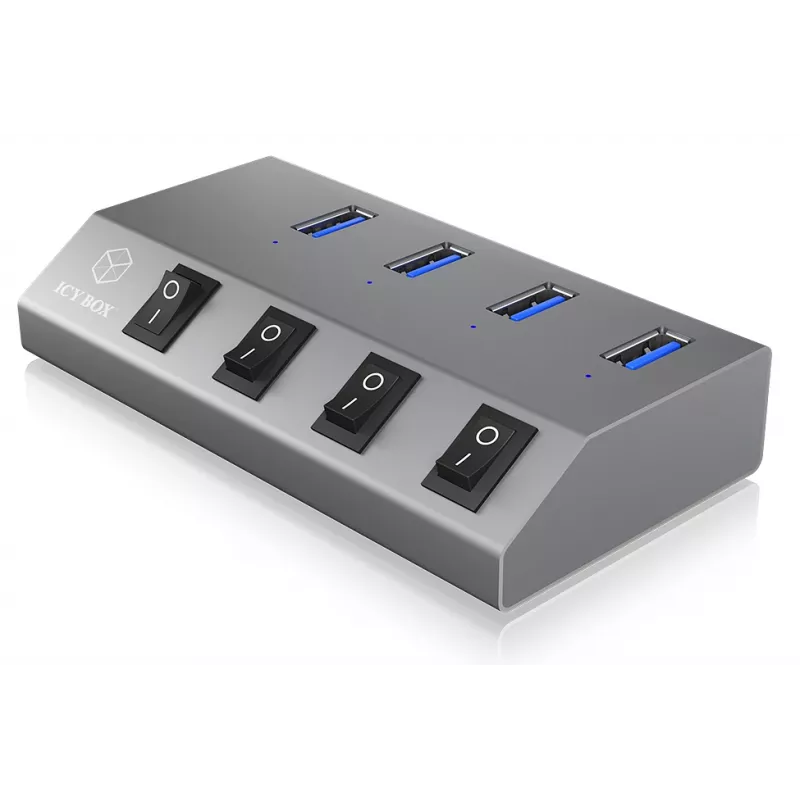 ICY BOX IB-HUB1405 USB 3.2 Gen 1 (3.1 Gen 1) Type-B 5000 Mbit/s antracito spalvos