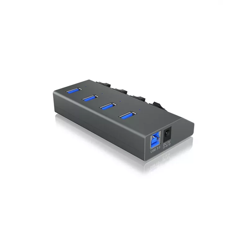 ICY BOX IB-HUB1405 USB 3.2 Gen 1 (3.1 Gen 1) Type-B 5000 Mbit/s antracito spalvos