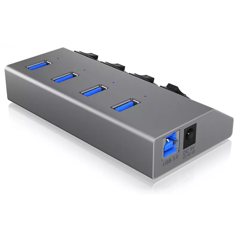 ICY BOX IB-HUB1405 USB 3.2 Gen 1 (3.1 Gen 1) Type-B 5000 Mbit/s antracito spalvos
