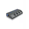 ICY BOX IB-HUB1405 USB 3.2 Gen 1 (3.1 Gen 1) Type-B 5000 Mbit/s antracito spalvos