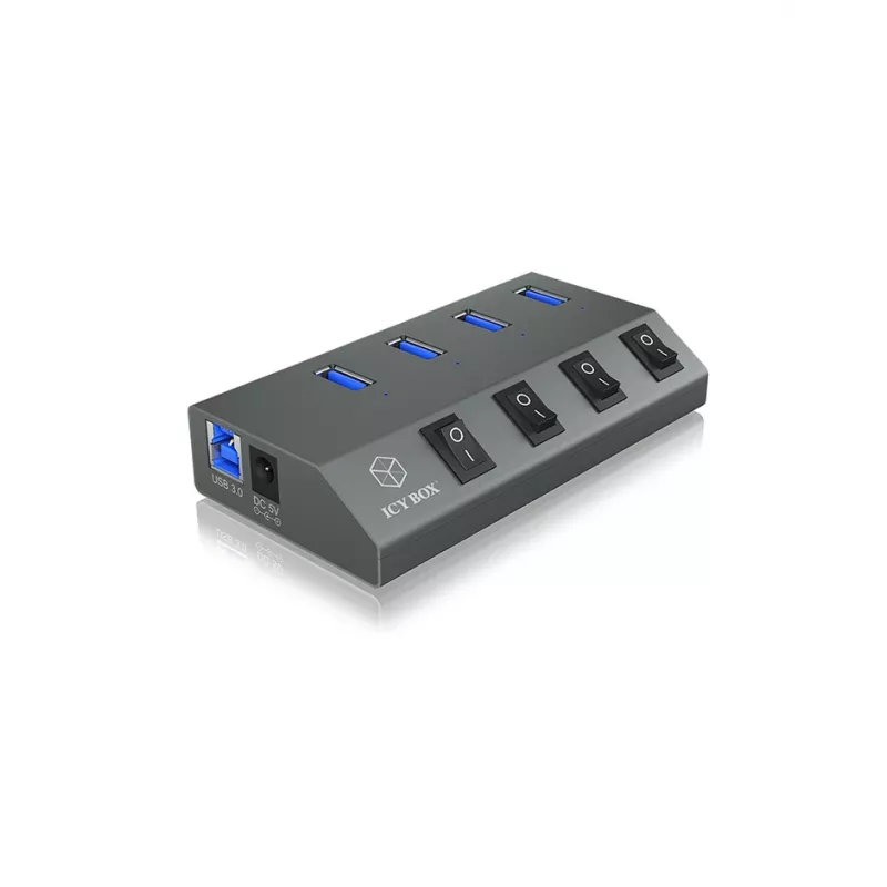 ICY BOX IB-HUB1405 USB 3.2 Gen 1 (3.1 Gen 1) Type-B 5000 Mbit/s antracito spalvos