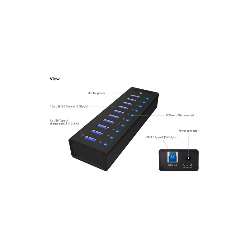 ICY BOX IB-AC6110 USB 3.2 Gen 1 (3.1 Gen 1) Type-B 5000 Mbit/s juoda