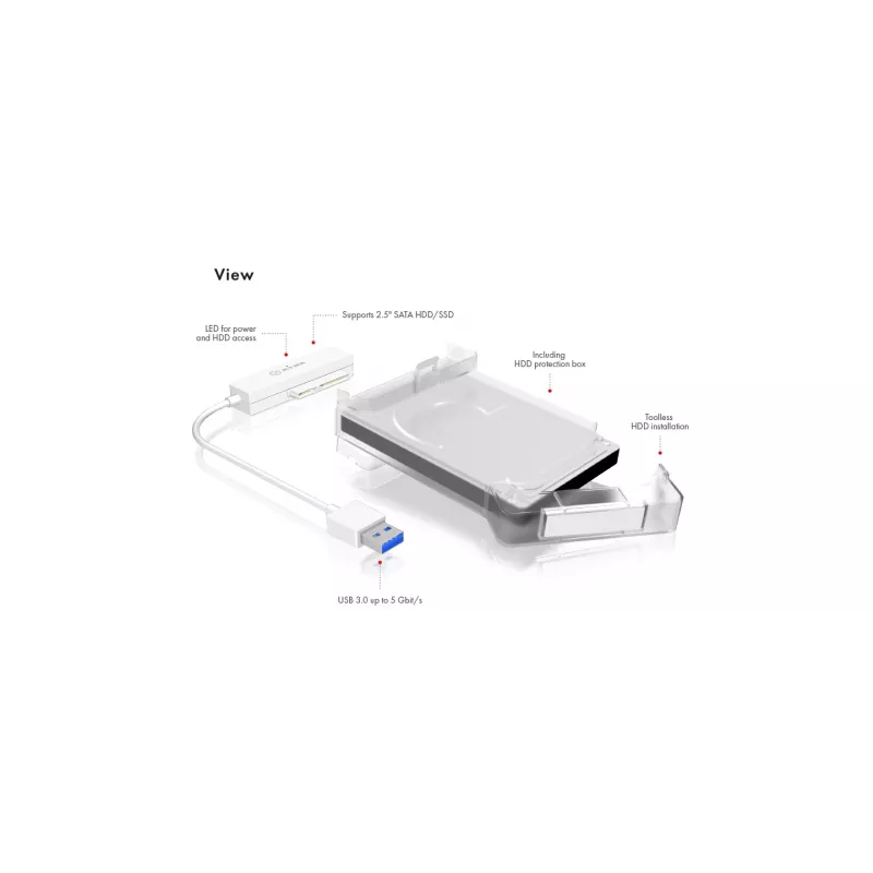 ICY BOX IB-AC703-U3 HDD/SSD dėklas Baltas 2,5 colio