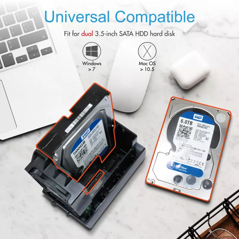 ICY BOX IB-RD3621U3 HDD/SSD korpusas Juodas 3,5 colio