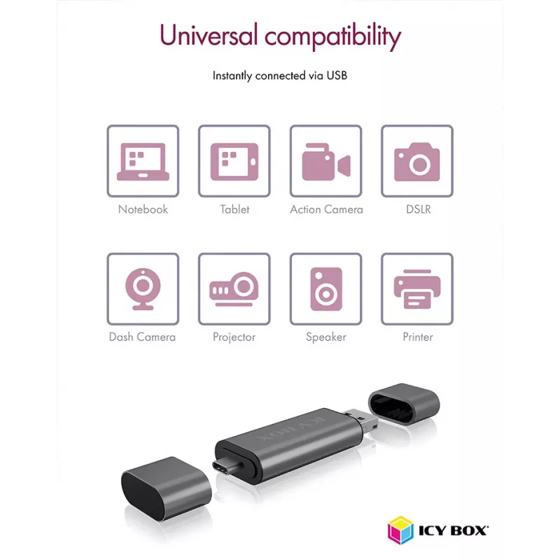 ICY BOX IB-CR200-C kortelių skaitytuvas USB 2.0 Juoda