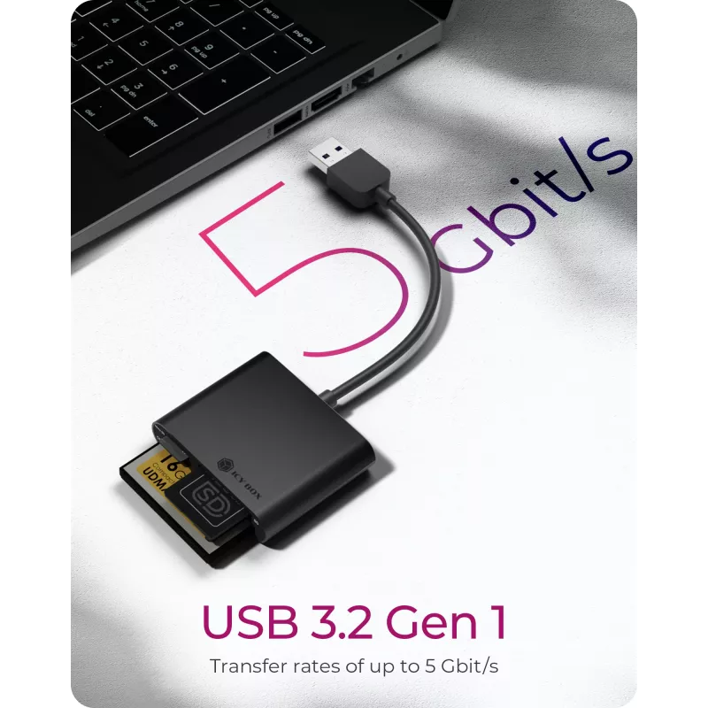 ICY BOX IB-CR301-U3 kortelių skaitytuvas USB 3.2 Gen 1 (3.1 Gen 1) Juoda