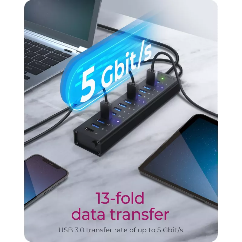 ICY BOX IB-AC6113 USB 3.2 Gen 1 (3.1 Gen 1) Type-B 5000 Mbit/s juoda