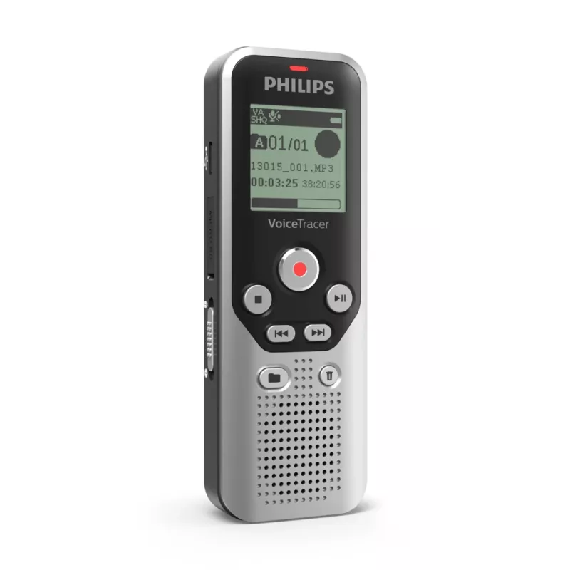 Diktofonas Philips DVT1250 su vidine atmintimi ir „flash“ kortele, juoda, pilka
