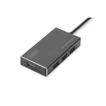 DIGITUS USB 3.0 šakotuvas, 4 prievadų, su 5V/2A maitinimo šaltiniu, aliuminio korpusas