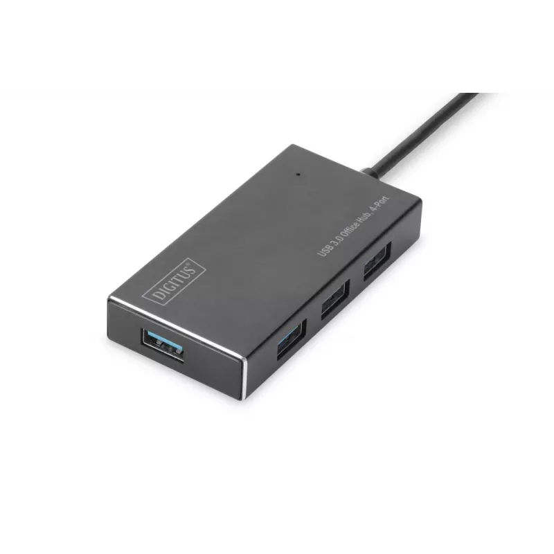 DIGITUS USB 3.0 šakotuvas, 4 prievadų, su 5V/2A maitinimo šaltiniu, aliuminio korpusas