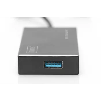 DIGITUS USB 3.0 šakotuvas, 4 prievadų, su 5V/2A maitinimo šaltiniu, aliuminio korpusas