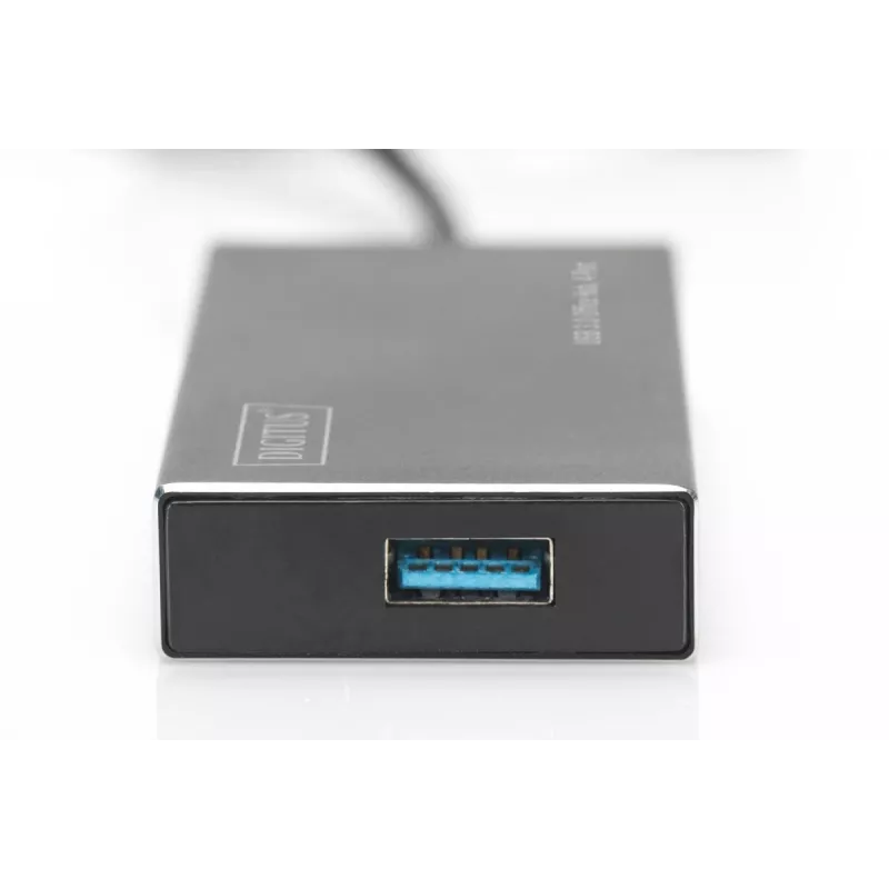 DIGITUS USB 3.0 šakotuvas, 4 prievadų, su 5V/2A maitinimo šaltiniu, aliuminio korpusas