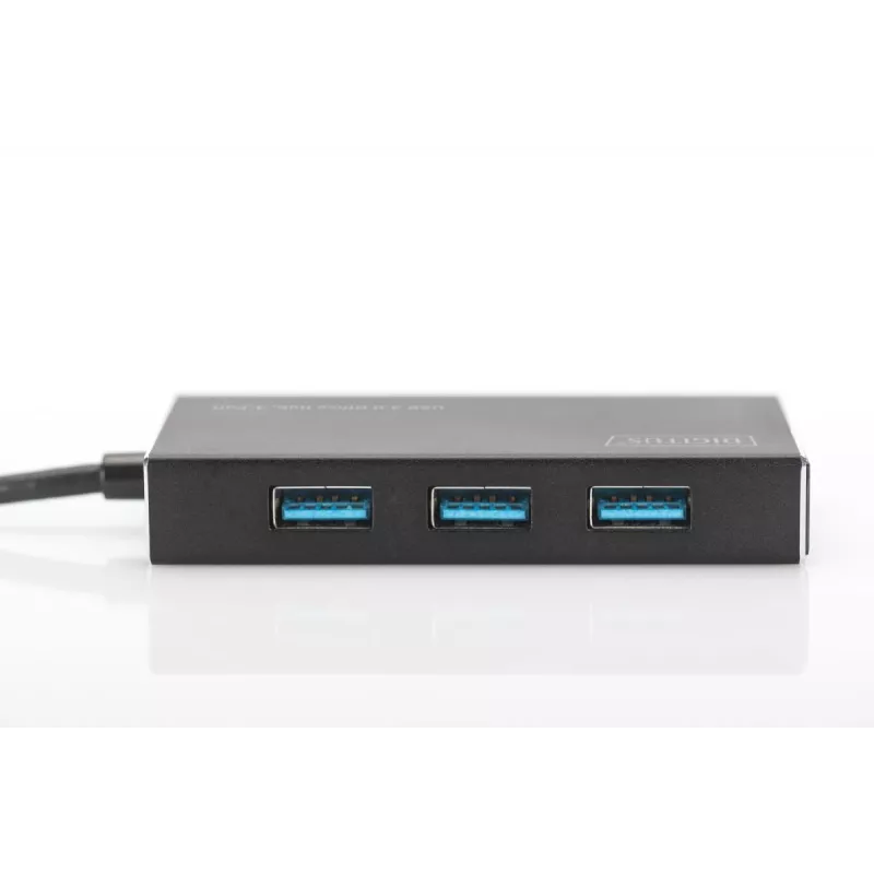 DIGITUS USB 3.0 šakotuvas, 4 prievadų, su 5V/2A maitinimo šaltiniu, aliuminio korpusas