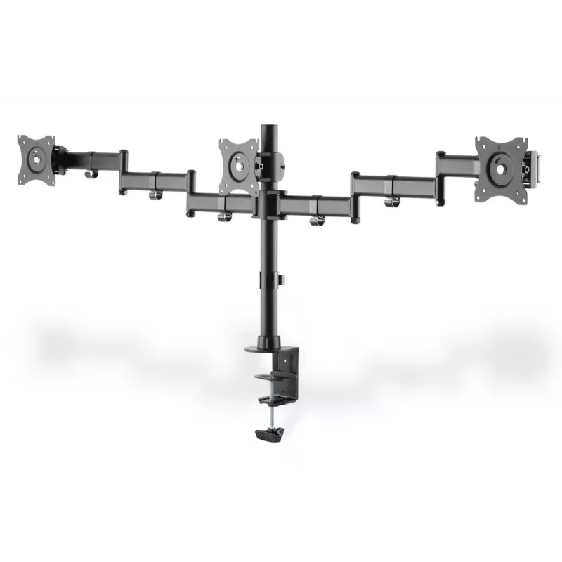 DIGITUS Triple Monitor Desk clamp mount, Juoda 90degree Swivel,45degree Tilt,rotate 360degree,15-27in TFT, max load 3x8Kg,VESA max100x100