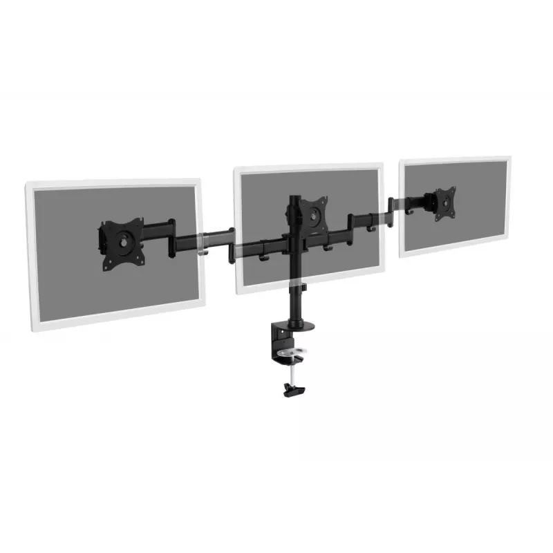 DIGITUS Triple Monitor Desk clamp mount, Juoda 90degree Swivel,45degree Tilt,rotate 360degree,15-27in TFT, max load 3x8Kg,VESA max100x100