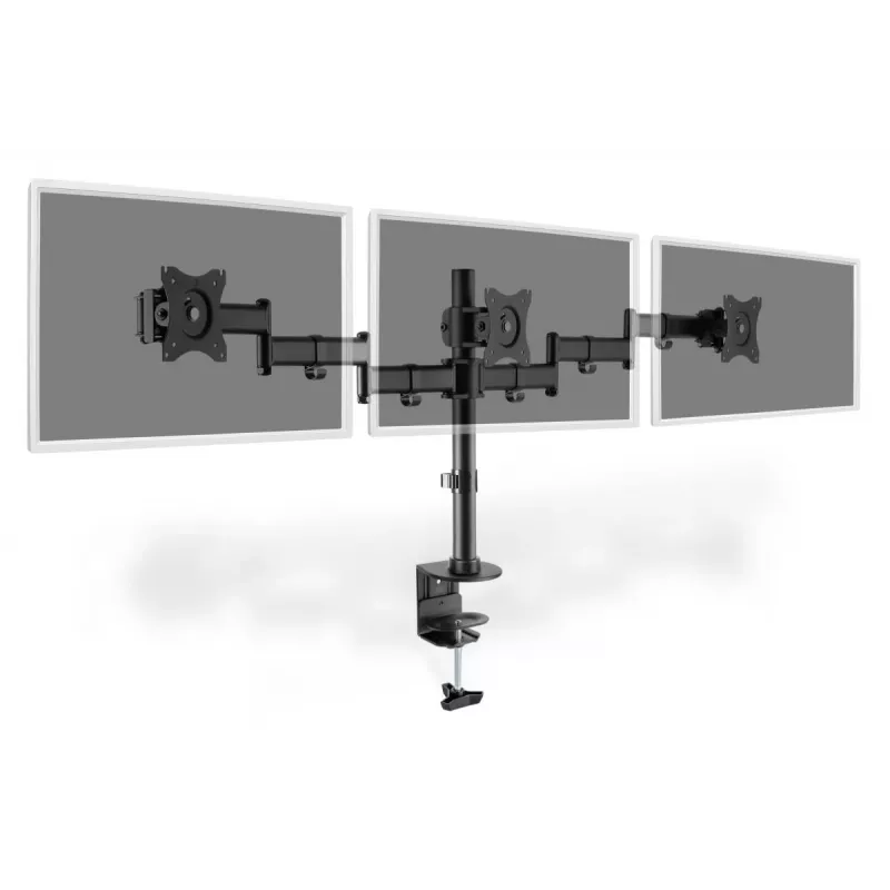 DIGITUS Triple Monitor Desk clamp mount, Juoda 90degree Swivel,45degree Tilt,rotate 360degree,15-27in TFT, max load 3x8Kg,VESA max100x100