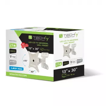 Techly sieninis laikiklis LCD LED 13-30 colių, pilno judesio, baltas