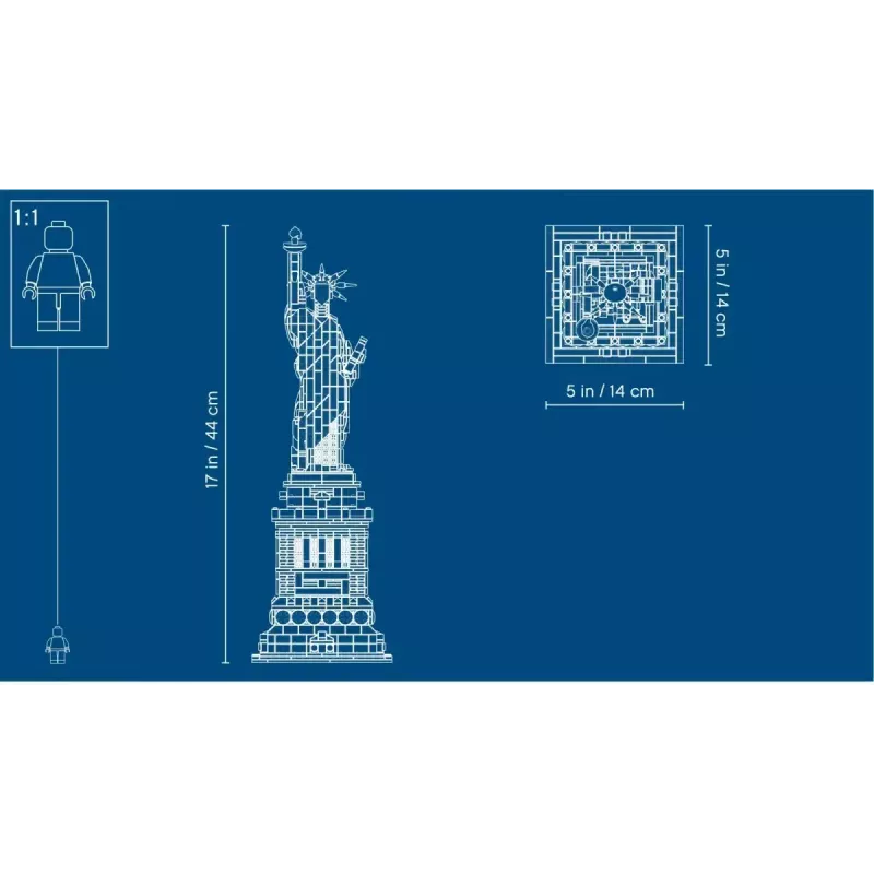 LEGO Architecture Laisvės statula 21042 statybinių kaladėlių rinkinys – 1 685 detalės, išsamus Laisvės statulos modelis