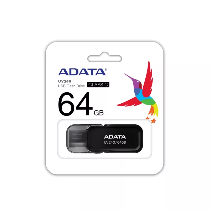 USB atmintinė ADATA USB Type-A 2.0 64 GB UV240, juoda, dangtelio konstrukcija