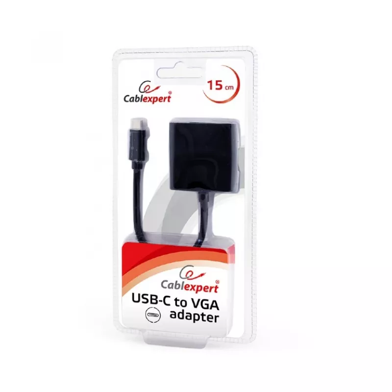 GEMBIRD USB-C to VGA adapter, Juoda