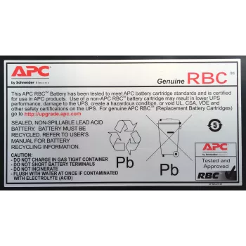 APC baterijos keitimo kasetė RBC2 (OEM), sandari švino rūgšties (VRLA), 1 vnt., 5 metai, juoda, RoHS, PEP, EOLI, REACH
