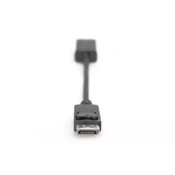 DIGITUS ASSMANN DisplayPort adapterio laidas, DP - HDMI A tipo M/F, 20cm su fiksatoriumi, HDMI Ver. 2.0, aktyvus, CE, auksuotas, juodas