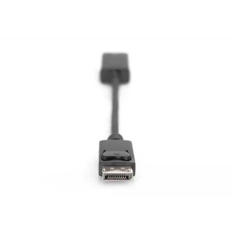 DIGITUS ASSMANN DisplayPort adapterio laidas, DP - HDMI A tipo M/F, 20cm su fiksatoriumi, HDMI Ver. 2.0, aktyvus, CE, auksuotas, juodas