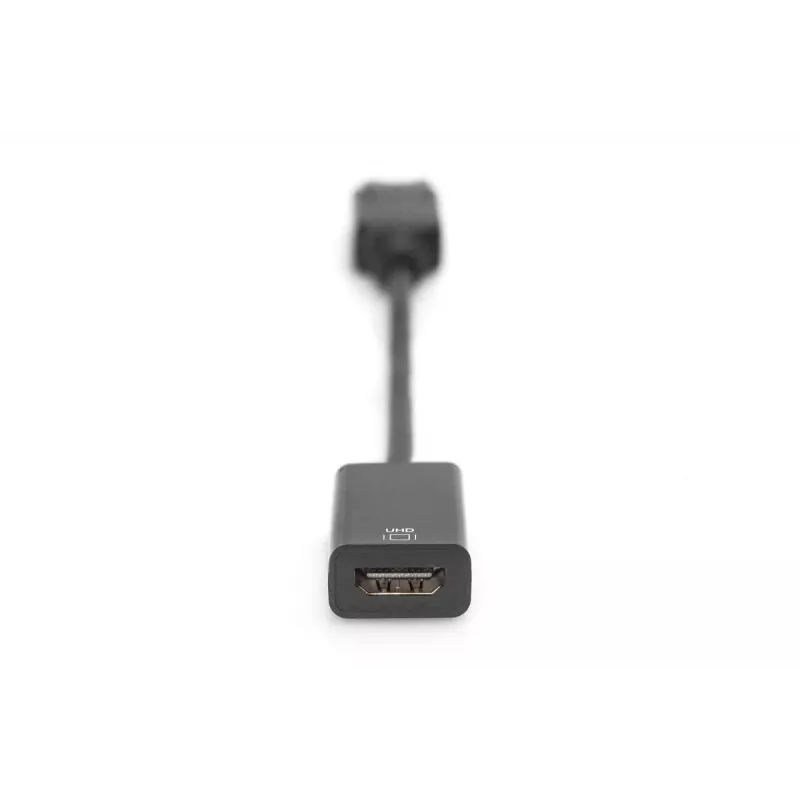 DIGITUS ASSMANN DisplayPort adapterio laidas, DP - HDMI A tipo M/F, 20cm su fiksatoriumi, HDMI Ver. 2.0, aktyvus, CE, auksuotas, juodas