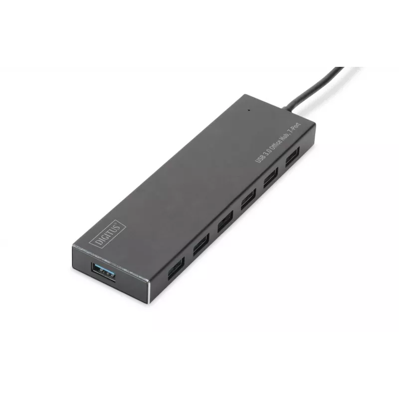 DIGITUS USB 3.0 Hub, 7 prievadų, su 5V/3,5A maitinimo šaltiniu, aliuminio korpusas