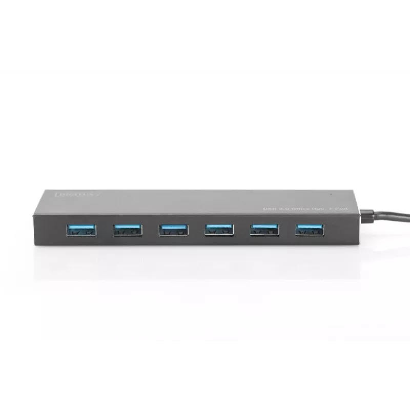 DIGITUS USB 3.0 Hub, 7 prievadų, su 5V/3,5A maitinimo šaltiniu, aliuminio korpusas