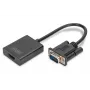DIGITUS VGA į HDMI keitiklis + garsas (3,5 mm), Full HD (1080p), laido tipas, 15 cm, juodas