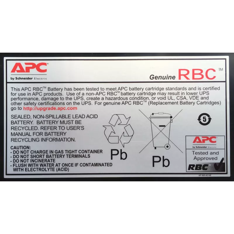 APC baterijos keitimo kasetė RBC32 (OEM), sandari švino rūgštinė (VRLA), 5,33 kg, 149 x 64 x 197 mm, 0–40 °C, 0–40 °C, 0–95 %