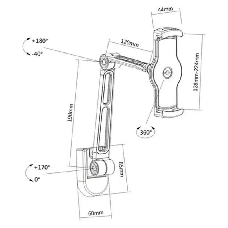 Techly ICA-TBL 2802 laikiklis Pasyvus laikiklis Planšetinis kompiuteris / UMPC Juoda