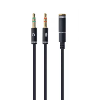 Garso adapteris Gembird CCA-418M 3,5 mm lizdas į 2×3,5 mm kištuką, 0,2 m, juodas
