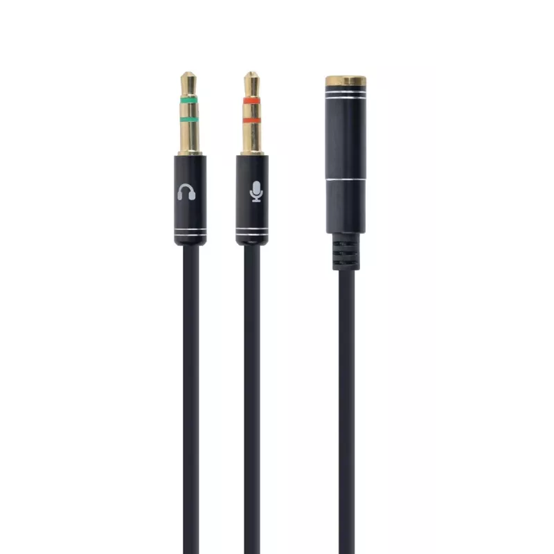 Garso adapteris Gembird CCA-418M 3,5 mm lizdas į 2×3,5 mm kištuką, 0,2 m, juodas