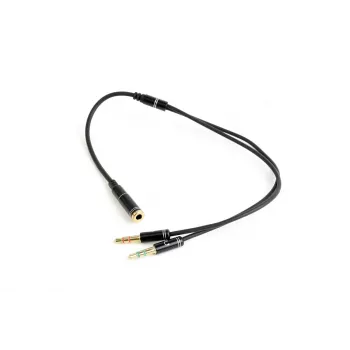Garso adapteris Gembird CCA-418M 3,5 mm lizdas į 2×3,5 mm kištuką, 0,2 m, juodas