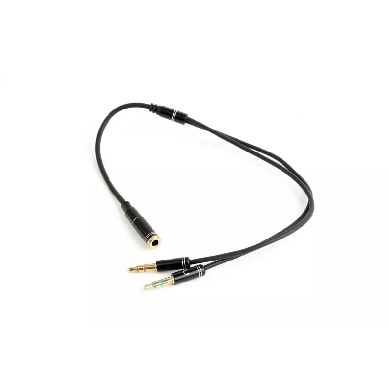Garso adapteris Gembird CCA-418M 3,5 mm lizdas į 2×3,5 mm kištuką, 0,2 m, juodas