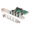 DIGITUS USB 3.0, 4 prievadų, PCI-e plėtotės kortelė, 4 prievadai A/F išoriniai, VL805 mikroschemų rinkinys