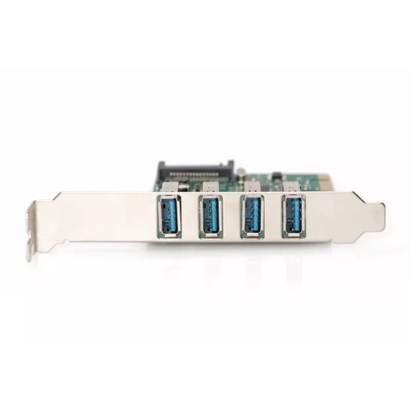 DIGITUS USB 3.0, 4 prievadų, PCI-e plėtotės kortelė, 4 prievadai A/F išoriniai, VL805 mikroschemų rinkinys