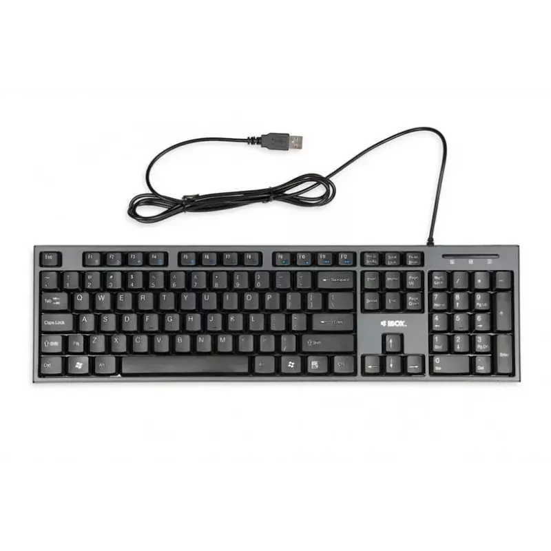 Laidinės klaviatūros ir pelės rinkinys IBOX IKMS606 — pilno dydžio QWERTY UK anglų klaviatūra, USB, juoda, pelė 800 DPI