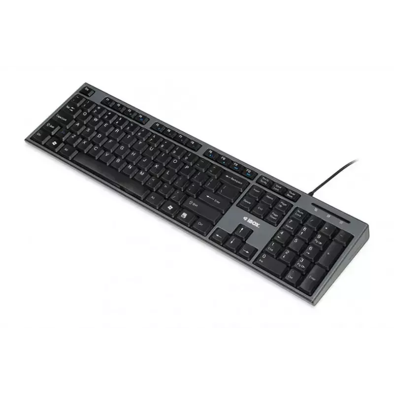 Laidinės klaviatūros ir pelės rinkinys IBOX IKMS606 — pilno dydžio QWERTY UK anglų klaviatūra, USB, juoda, pelė 800 DPI